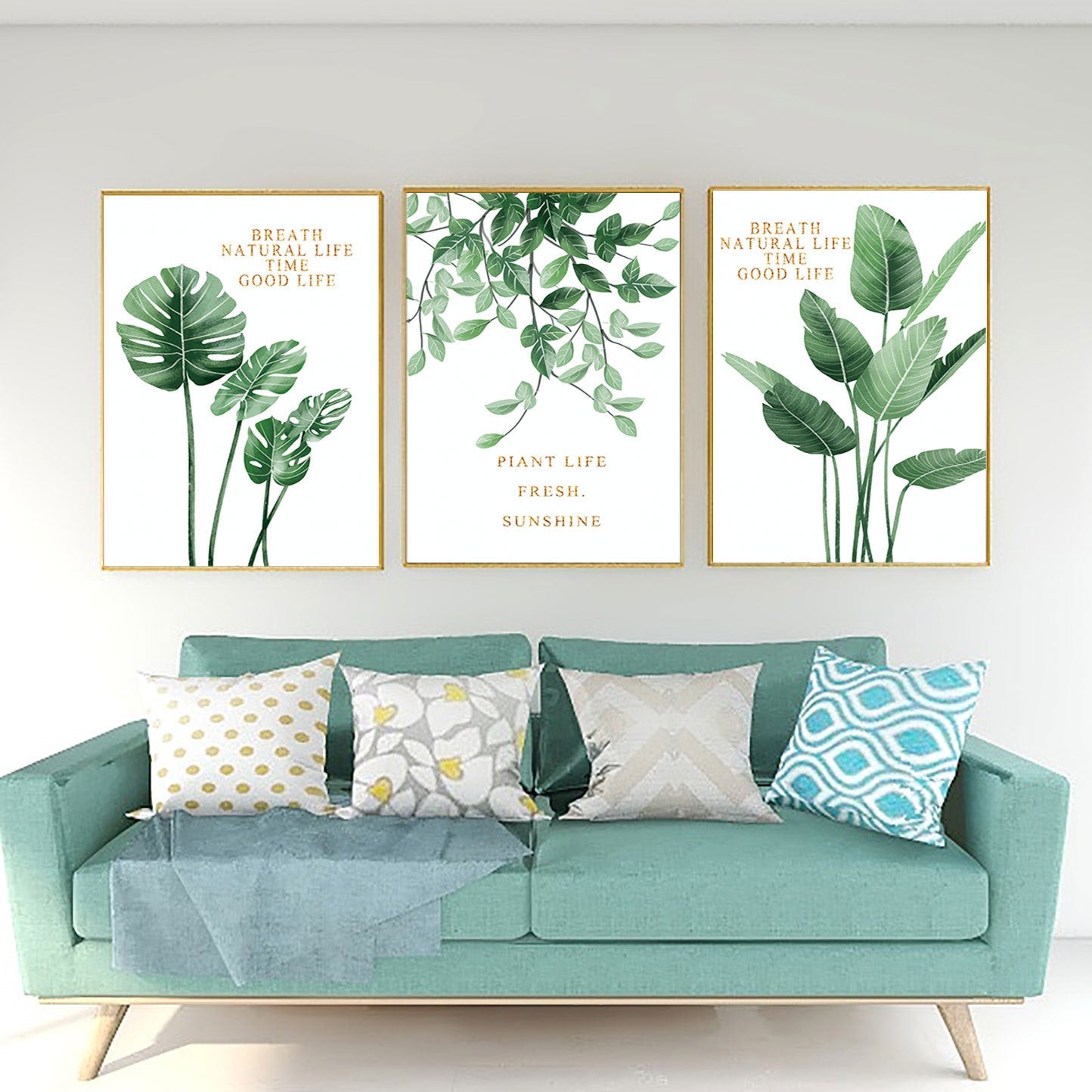 3PCS 99x60cm Green leaves Cross Stitch Kits 11CT Stamped Full Range of Embroidery Starter Kit for Beginners Pre-Printed Pattern