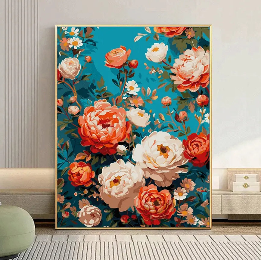 40X50CM Flower DIY Oil Painting By Numbers WITH Frame