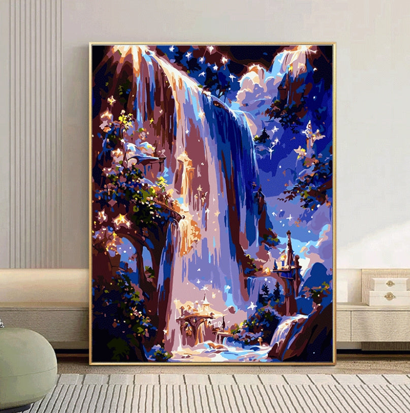 40X50CM Waterfall DIY Oil Painting By Numbers WITH Frame