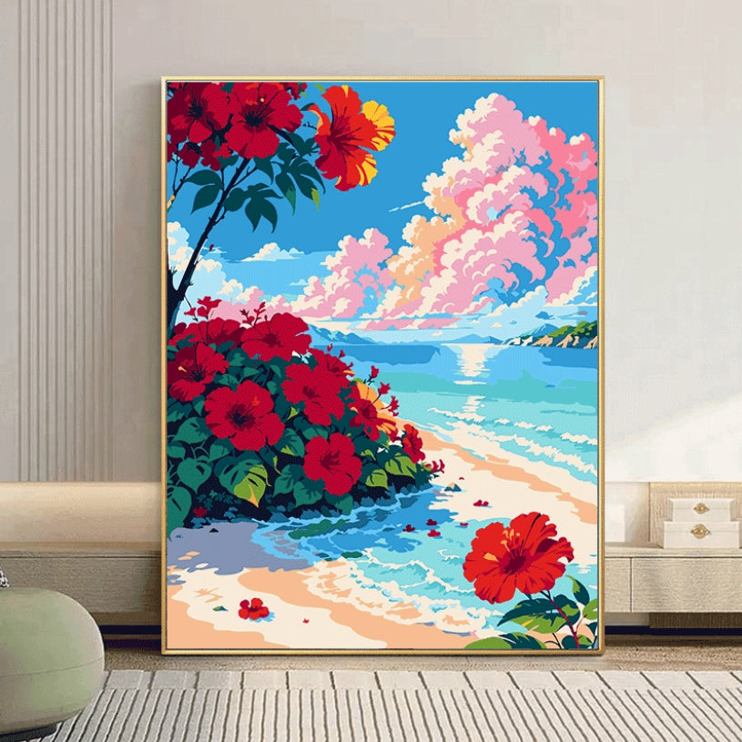40X50CM Flower DIY Oil Painting By Numbers WITH Frame