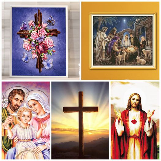 Religion Series Cross Stitch Kits 11CT Stamped Full Range of Embroidery Starter Kit for Beginners Pre-Printed Pattern