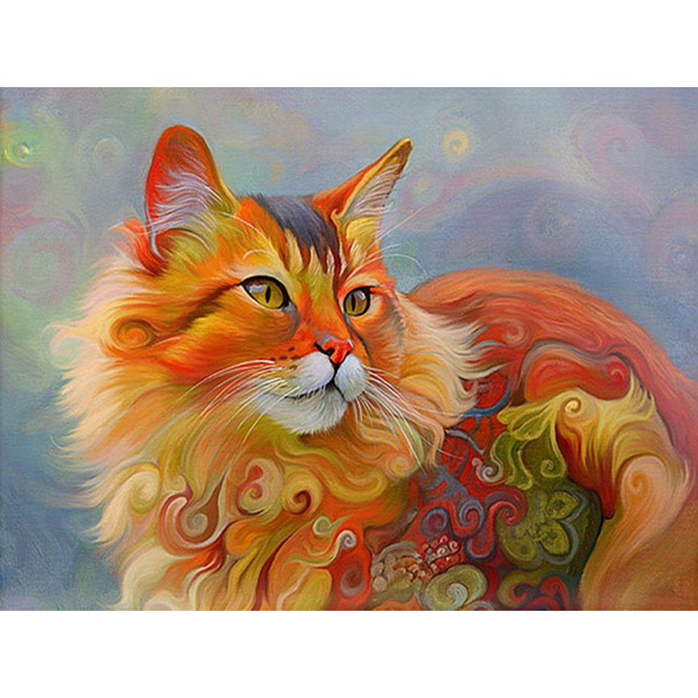 30x40cm Color Cat Cross Stitch Kits 11CT Stamped Full Range of Embroidery Starter Kit for Beginners Pre-Printed Pattern