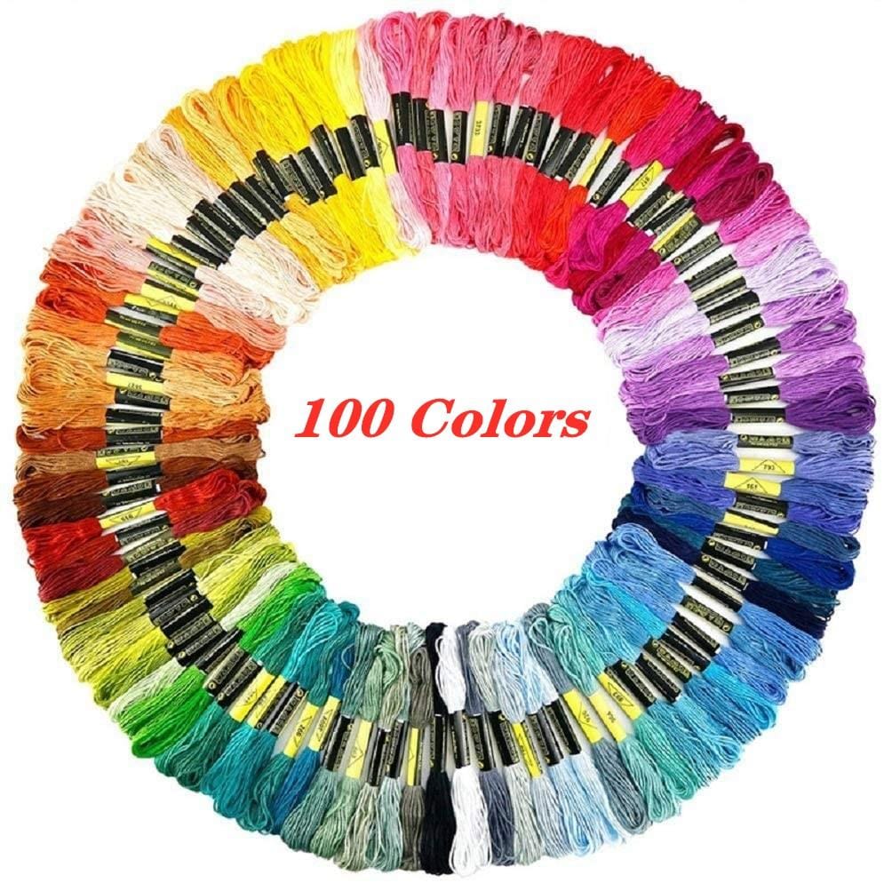 100 PCS Cross Stitch Threads Skeins String Kit Embroidery Starter Kit Thread and Accessories DIY Craft