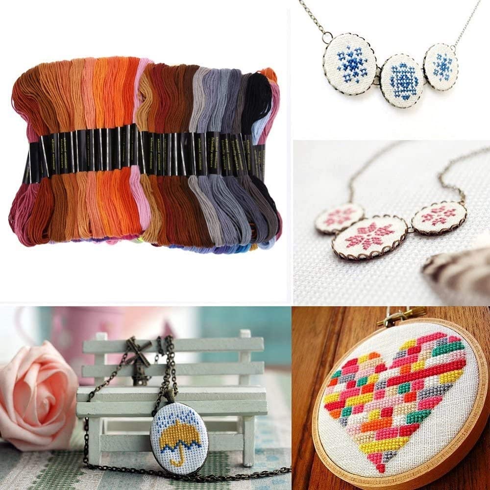 100 PCS Cross Stitch Threads Skeins String Kit Embroidery Starter Kit Thread and Accessories DIY Craft