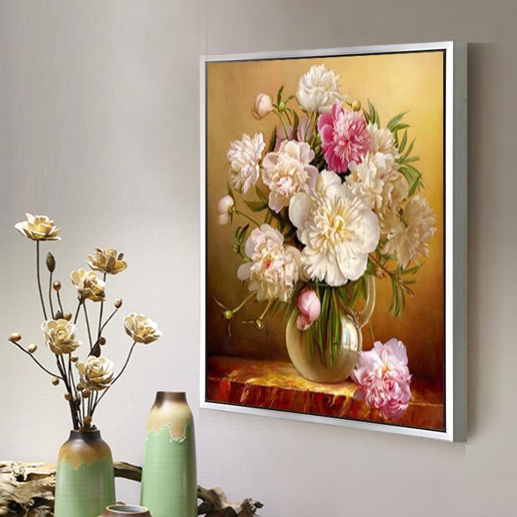 Rich Peony 60x70cm Cross Stitch Kits 11CT Stamped Full Range of Embroidery Starter Kit for Beginners Pre-Printed Pattern