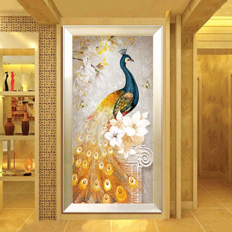 50x90cm Peacock Cross Stitch Kits 11CT Stamped Full Range of Embroidery Starter Kit for Beginners Pre-Printed Pattern