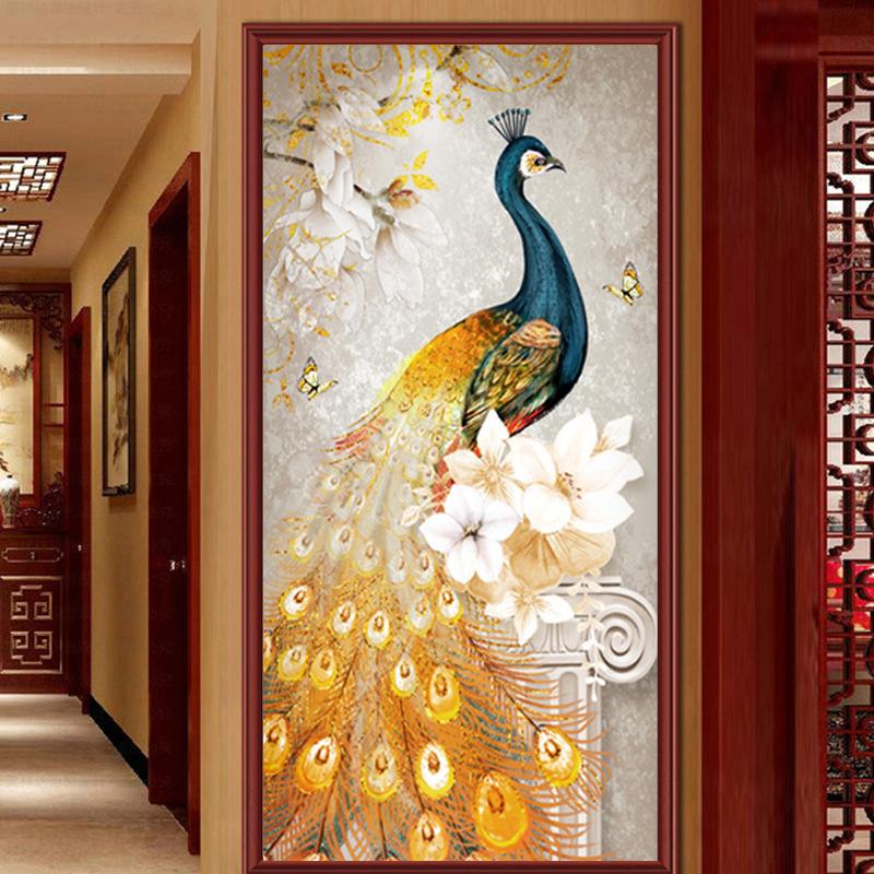 50x90cm Peacock Cross Stitch Kits 11CT Stamped Full Range of Embroidery Starter Kit for Beginners Pre-Printed Pattern