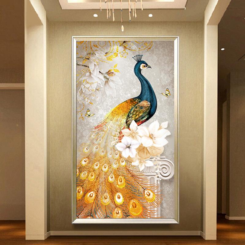50x90cm Peacock Cross Stitch Kits 11CT Stamped Full Range of Embroidery Starter Kit for Beginners Pre-Printed Pattern