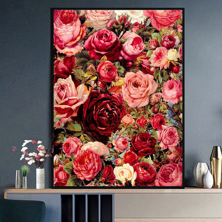 40X50CM Rose Flower DIY Oil Painting By Numbers WITH Frame
