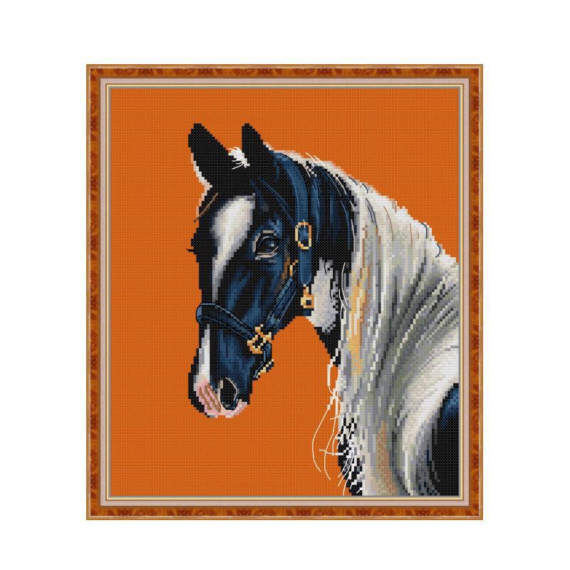 39X44 cm Horse Cross Stitch Kits 11CT Stamped Full Range of Embroidery Starter Kit for Beginners Pre-Printed Pattern