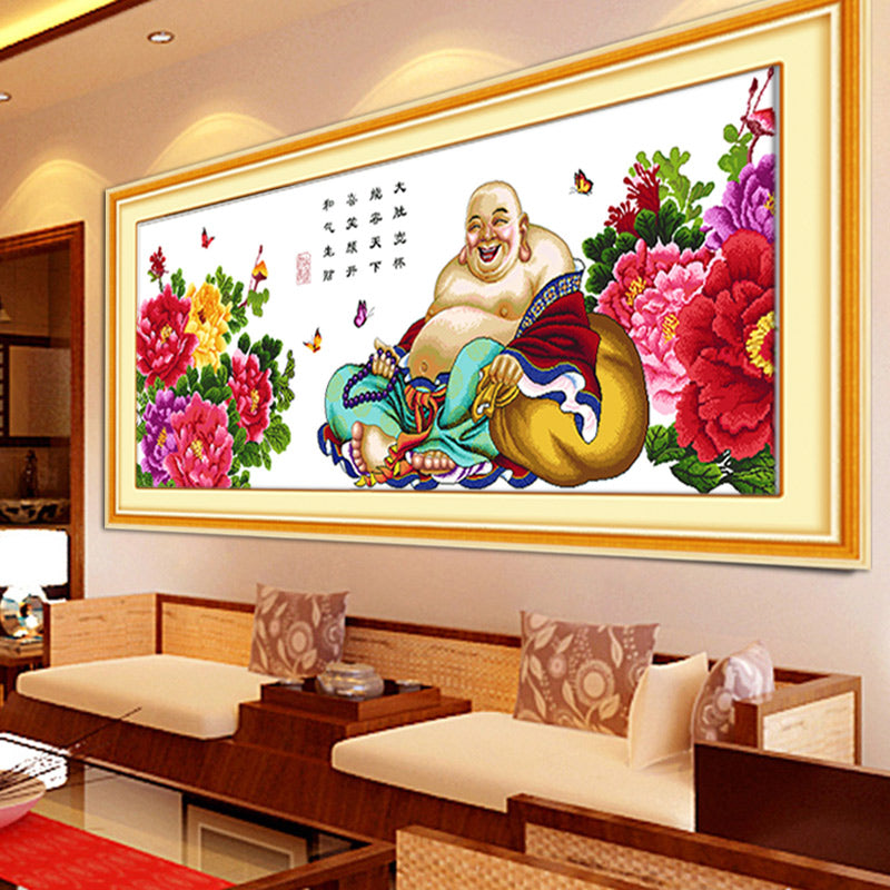 147x80cm Maitreya Buddha Finished Cross Stitch Home Decoration