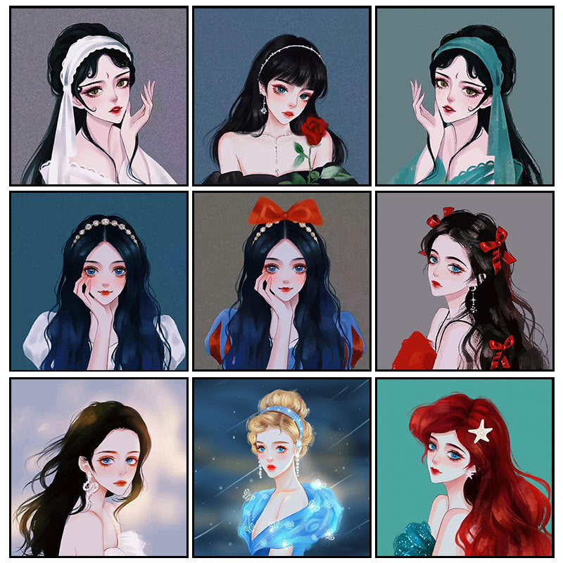 50x50cm Beautiful Princess Cross Stitch Kits 11CT Stamped Full Range of Embroidery Starter Kit for Beginners Pre-Printed Pattern