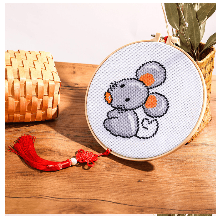 Zodiacal animals Collections Handcraft Embroidery Needlework Kits DIY Cross Stitch Materials Package-RAT