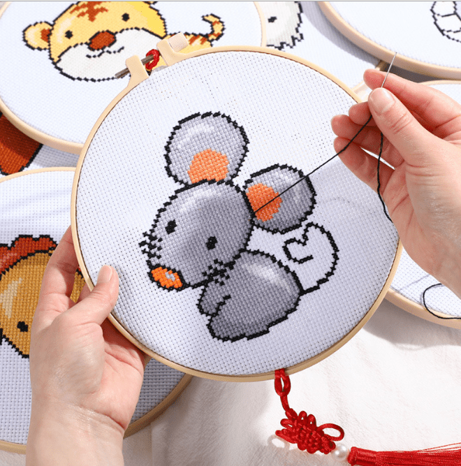 Zodiacal animals Collections Handcraft Embroidery Needlework Kits DIY Cross Stitch Materials Package-RAT