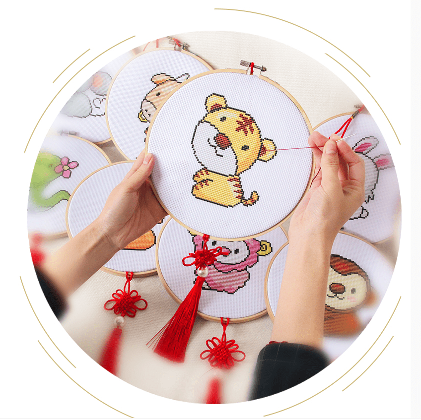 Zodiacal animals Collections Handcraft Embroidery Needlework Kits DIY Cross Stitch Materials Package-tiger