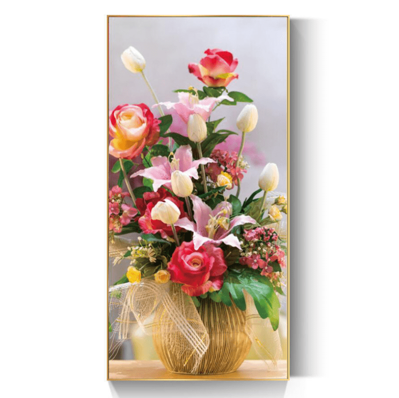 56x100cm Lily flowers blooming Cross Stitch Kits 11CT Stamped Full Range of Embroidery Starter Kit for Beginners Pre-Printed Pattern