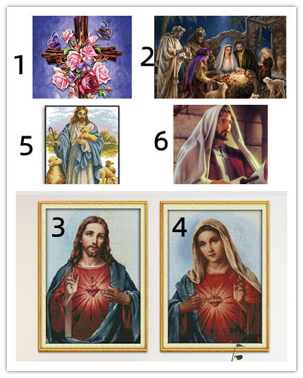 Religion Series Cross Stitch Kits 11CT Stamped Full Range of Embroidery Starter Kit for Beginners Pre-Printed Pattern