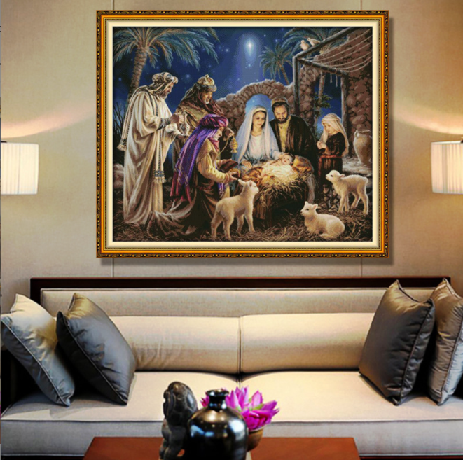 Religion Series Cross Stitch Kits 11CT Stamped Full Range of Embroidery Starter Kit for Beginners Pre-Printed Pattern