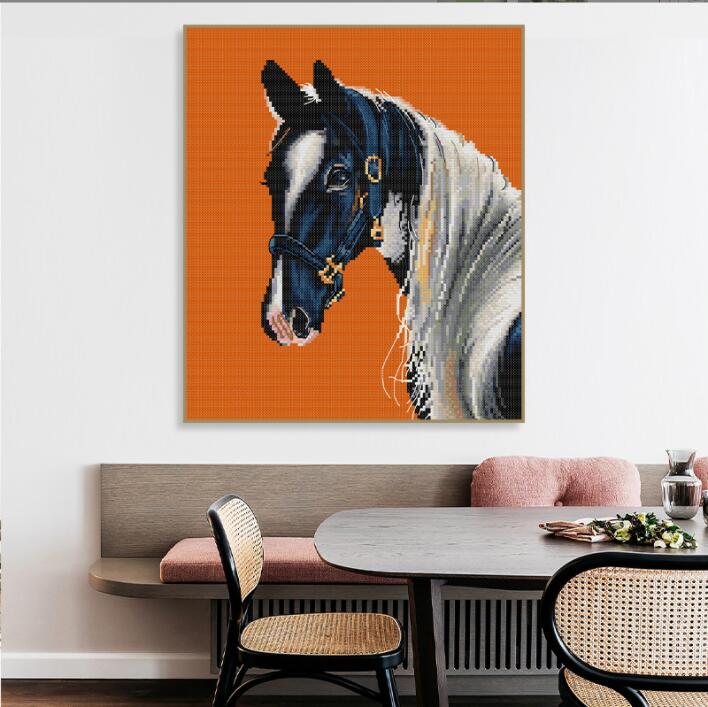 39X44 cm Horse Cross Stitch Kits 11CT Stamped Full Range of Embroidery Starter Kit for Beginners Pre-Printed Pattern
