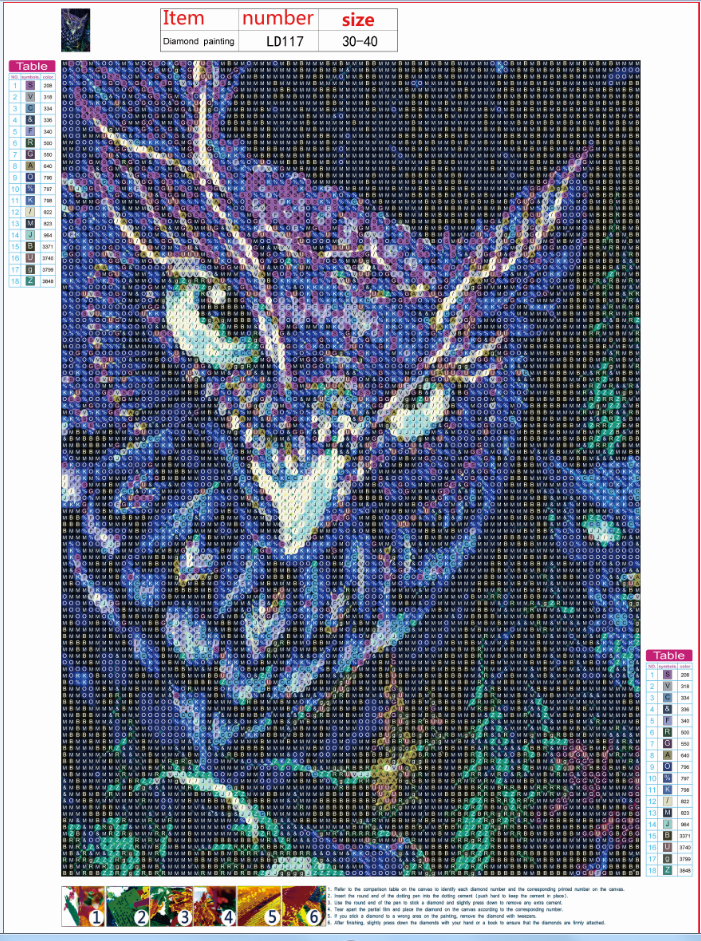 30x40cm Full Diamond Owl Embroidery Rhinestone LD117