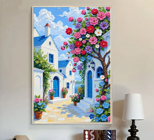 60X80CM - Coastal Town DIY 5D Full Diamond Painting NO Frame Square Beads