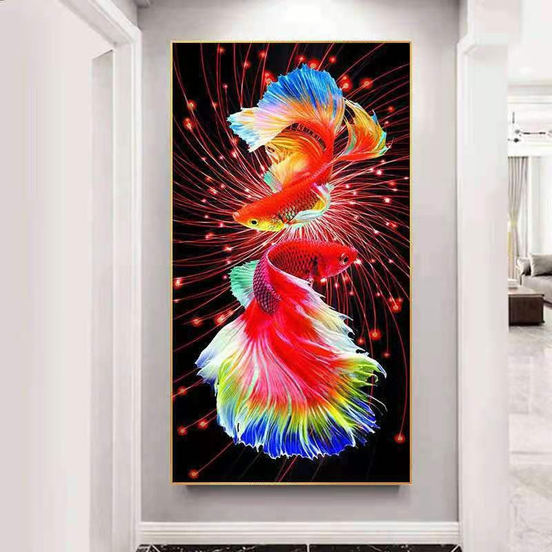 60X100CM Fish DIY 5D Full Diamond Painting NO Frame