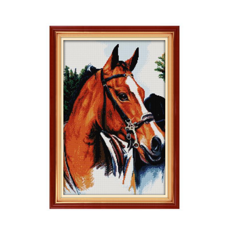 45×64cm Horse Cross Stitch Kits 11CT Stamped  Full Range of Embroidery Starter Kit for Beginners Pre-Printed Pattern