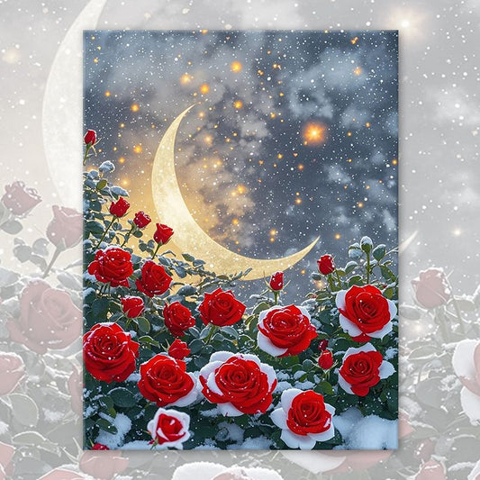 40X50CM Snow Rose DIY Oil Painting By Numbers WITH Frame