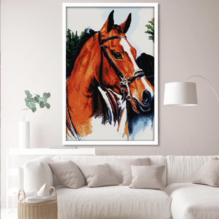 45×64cm Horse Cross Stitch Kits 11CT Stamped  Full Range of Embroidery Starter Kit for Beginners Pre-Printed Pattern