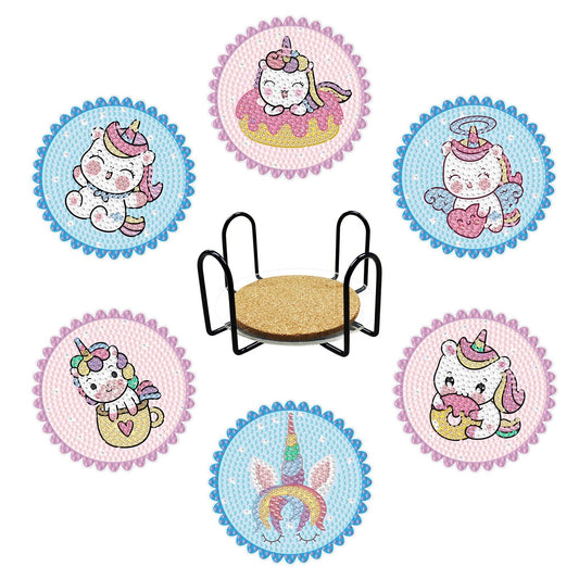 6 Pcs Diamond Painting Coasters with Holder