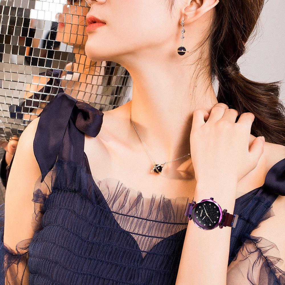 Starry Sky Quartz Lady Watches with Magnetic Band