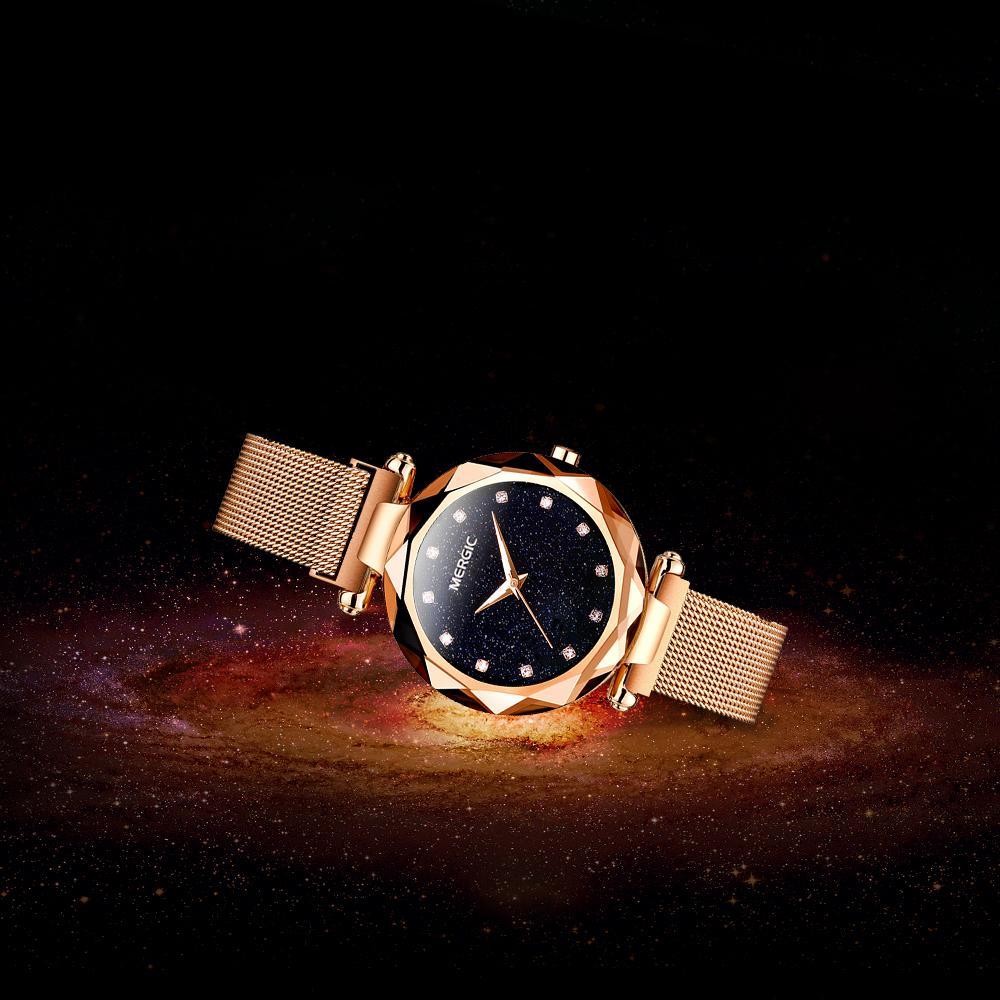 Starry Sky Quartz Lady Watches with Magnetic Band
